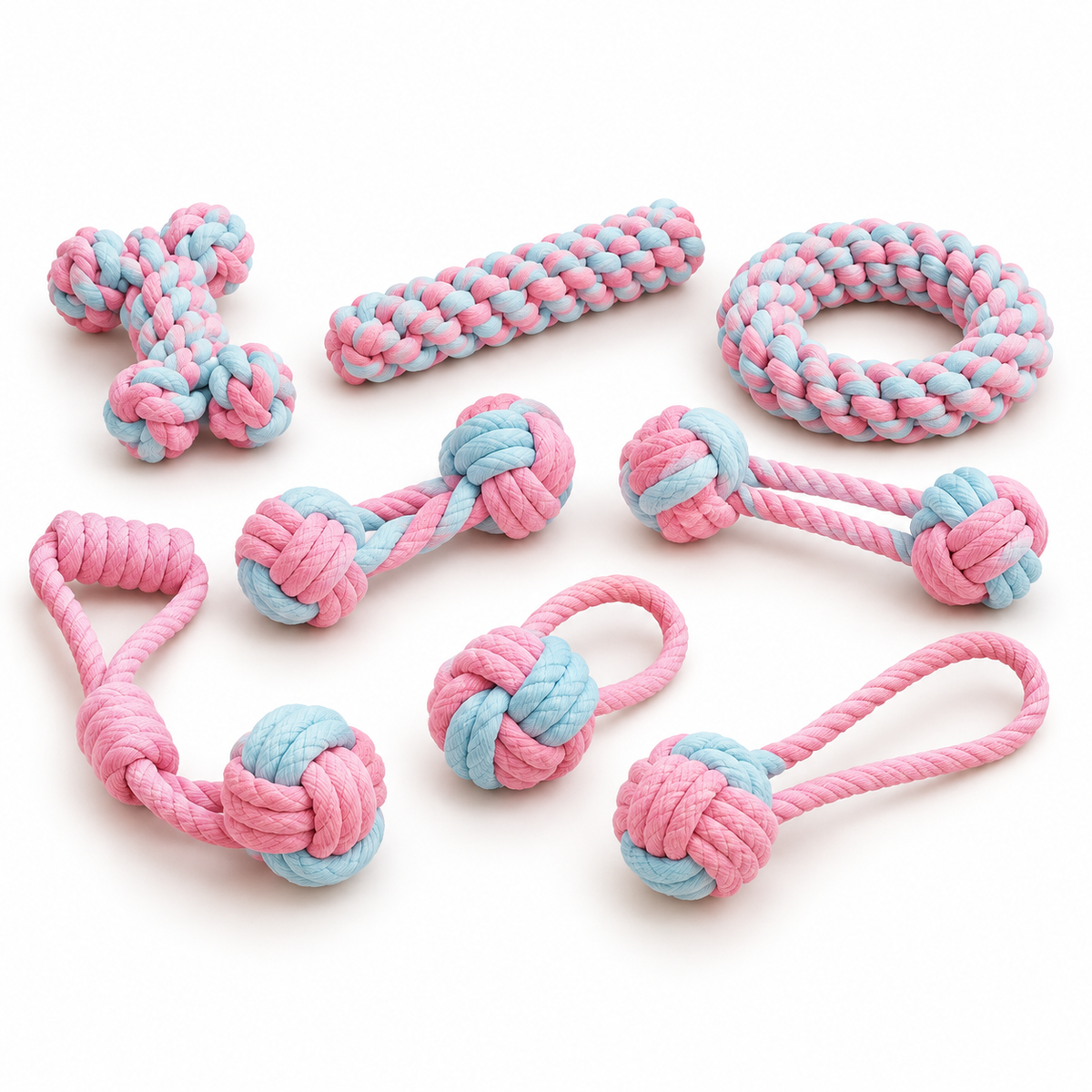 Pastel Cotton Rope Dog Toy Set