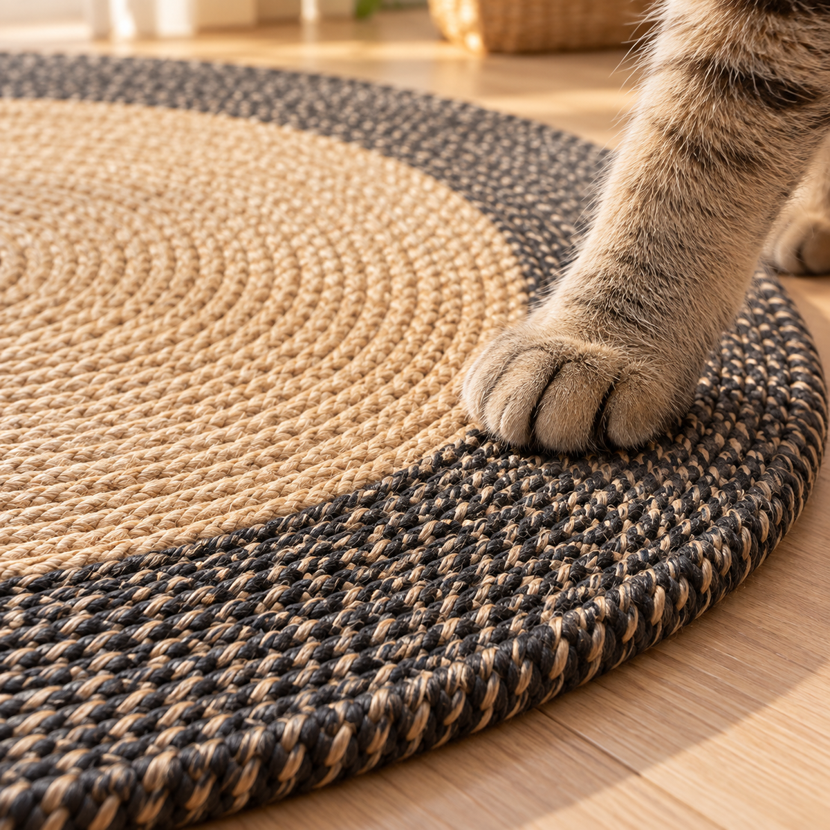 Round Woven Cat Scratcher Rug