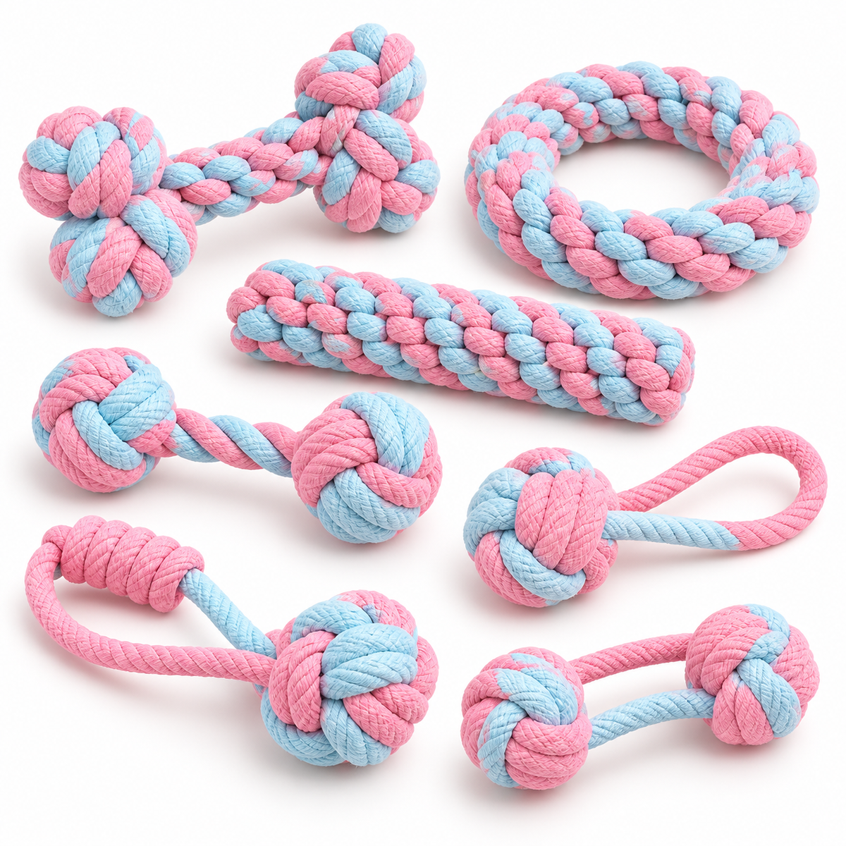 Pastel Cotton Rope Dog Toy Set