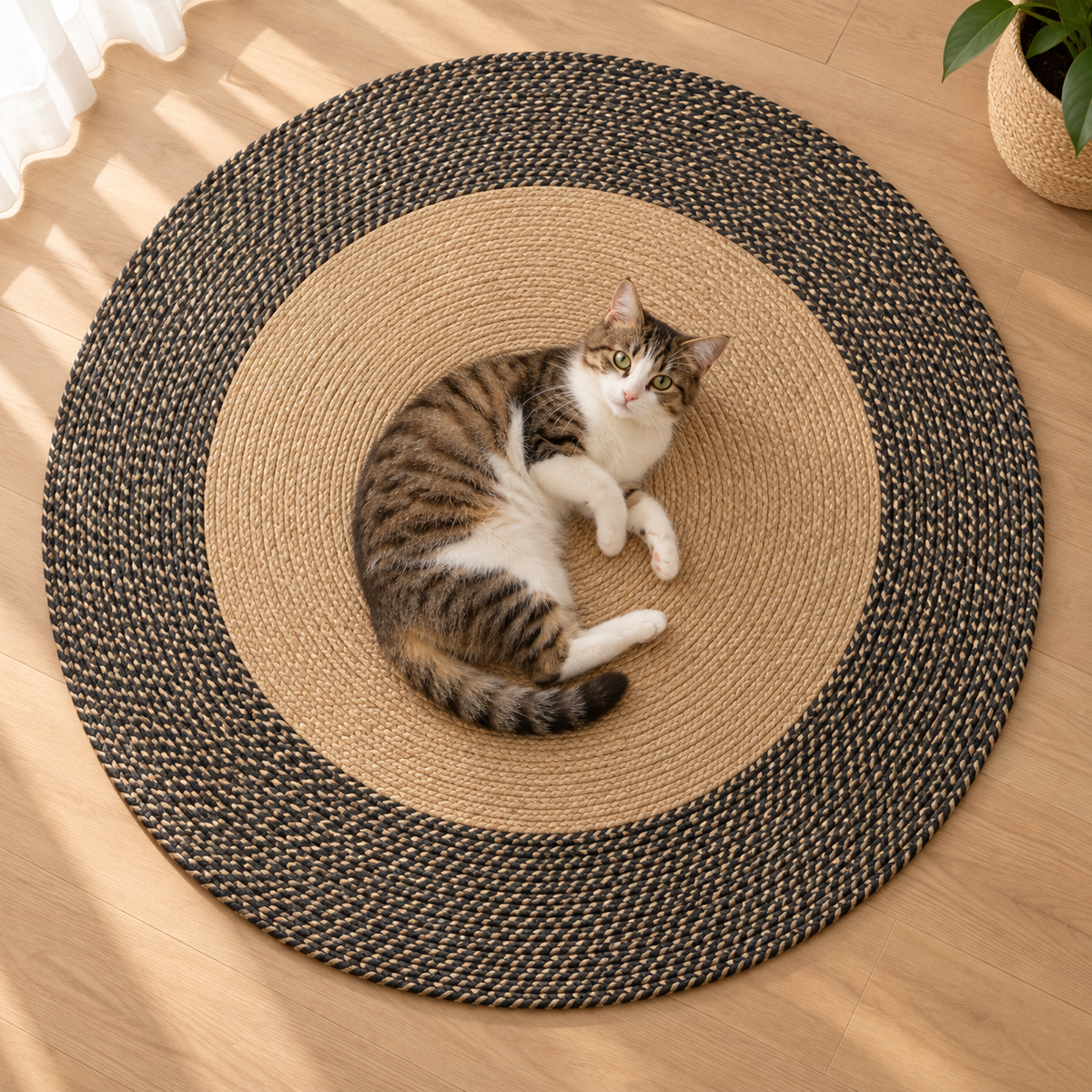 Round Woven Cat Scratcher Rug