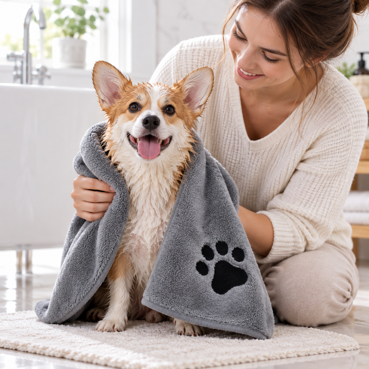 Ultra-Absorbent Microfiber Pet Bath Towel