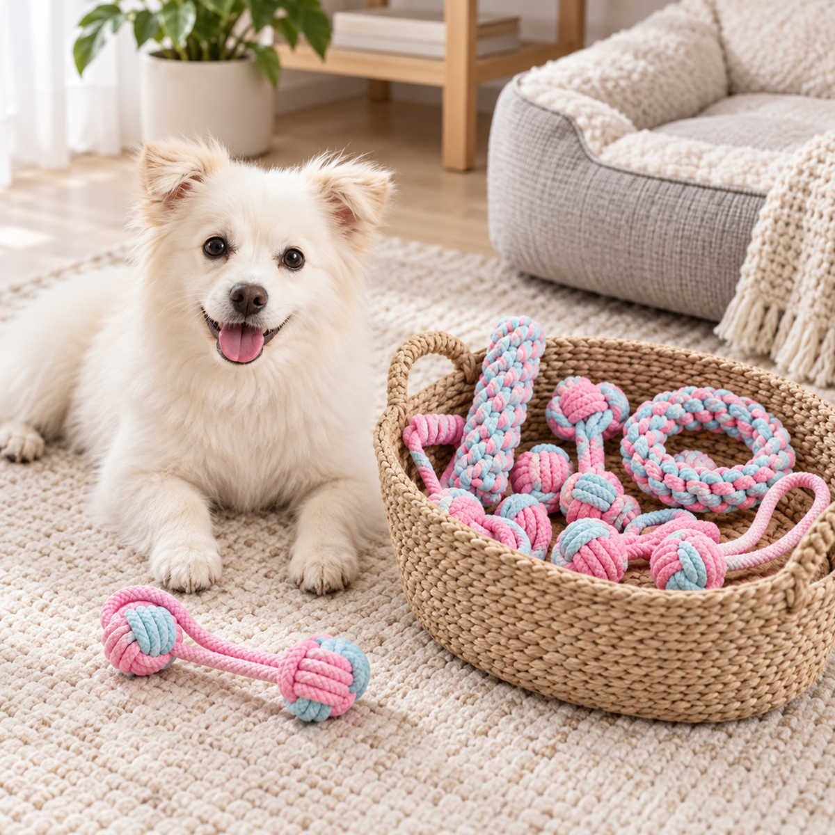 Pastel Cotton Rope Dog Toy Set