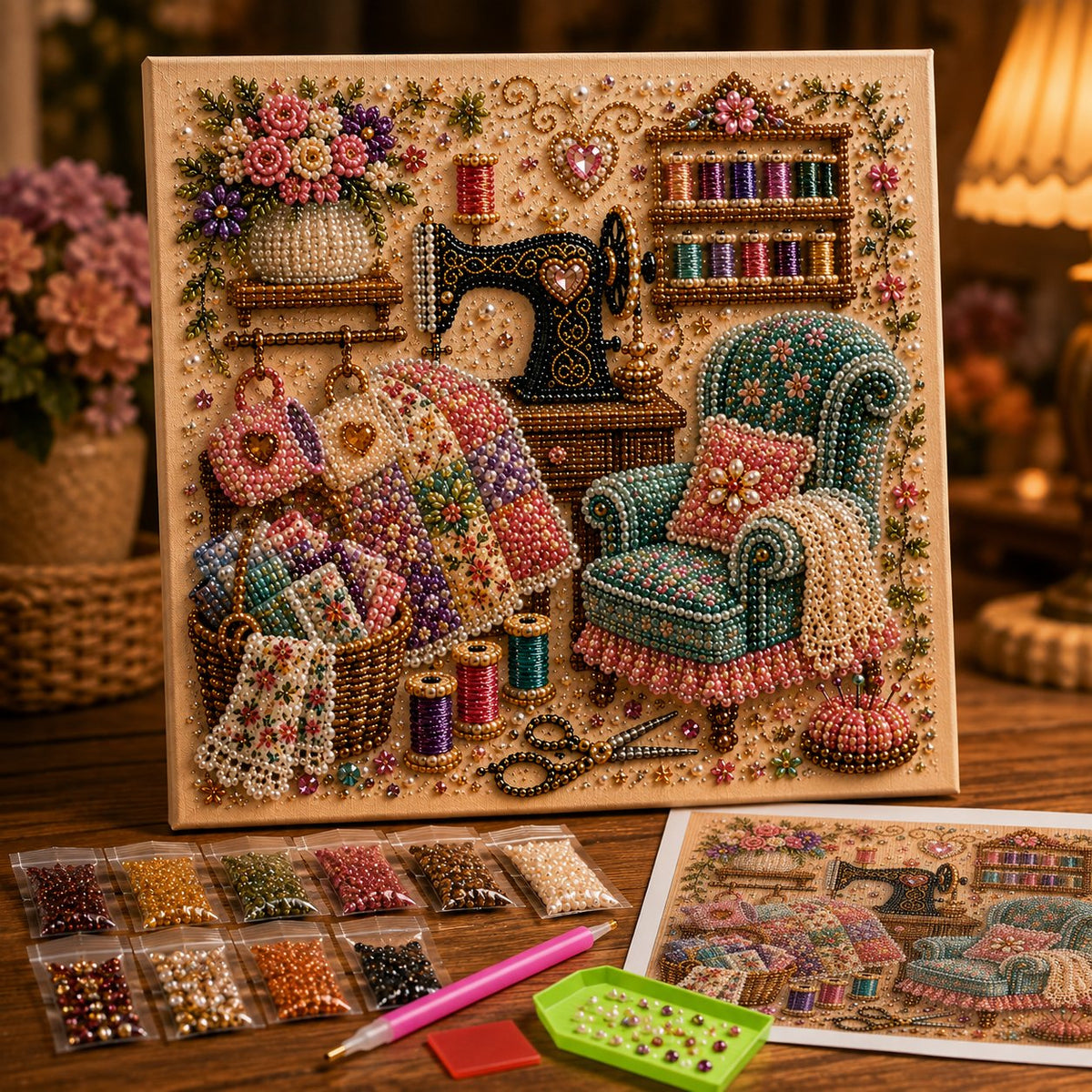 Petmoriqo Cozy Hobby Rooms Diamond Art Kit, image 1