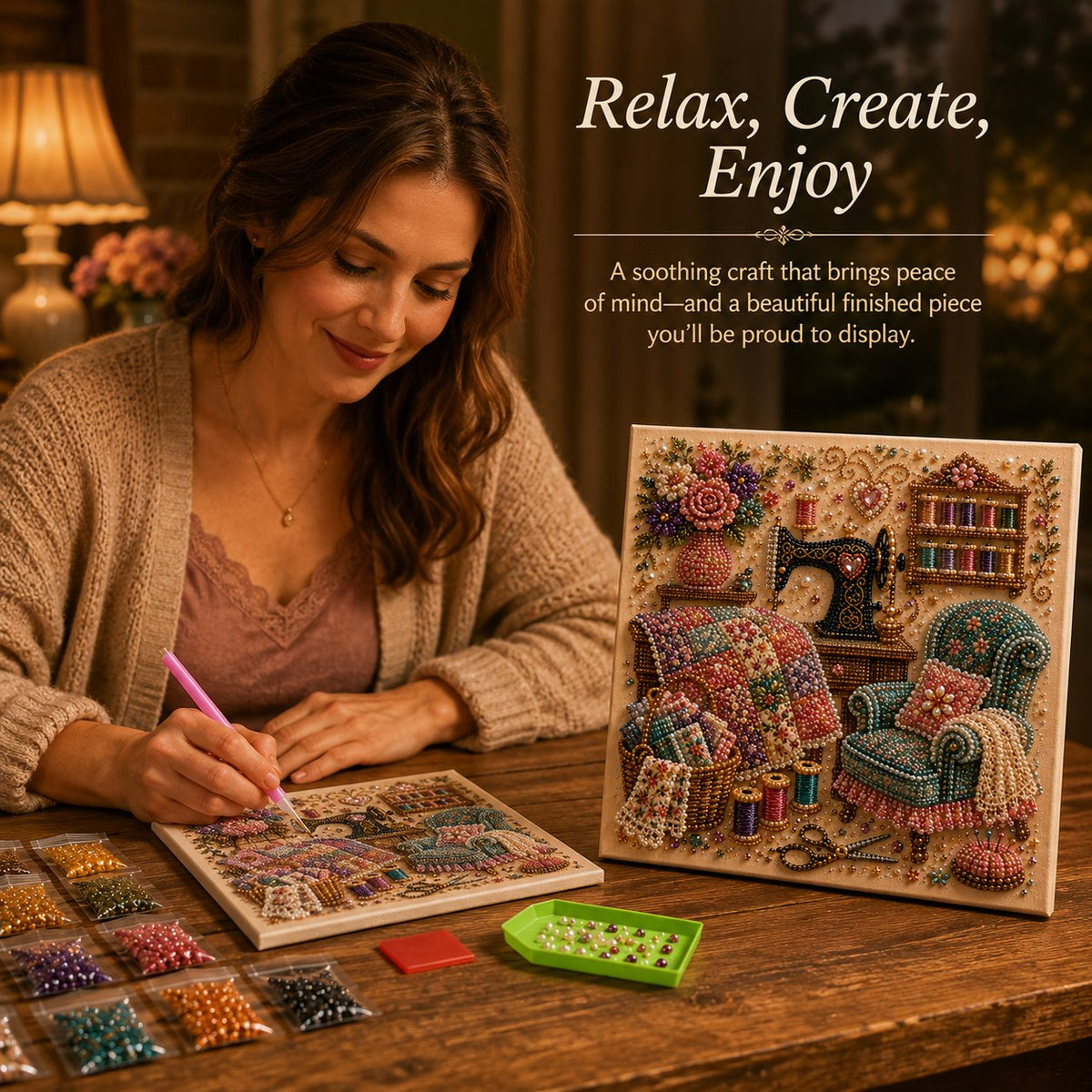 Petmoriqo Cozy Hobby Rooms Diamond Art Kit, image 2