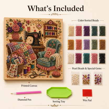 Petmoriqo Cozy Hobby Rooms Diamond Art Kit, image 7