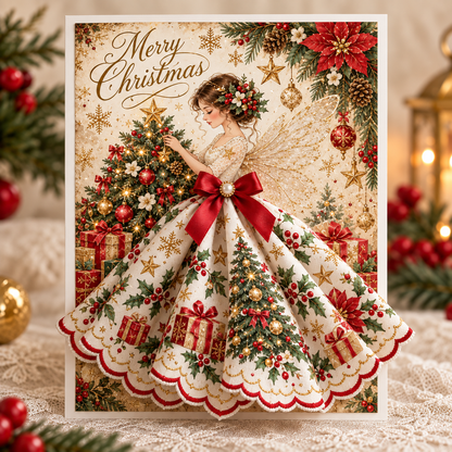 3D Christmas Angel Greeting Card, Christmas Tree