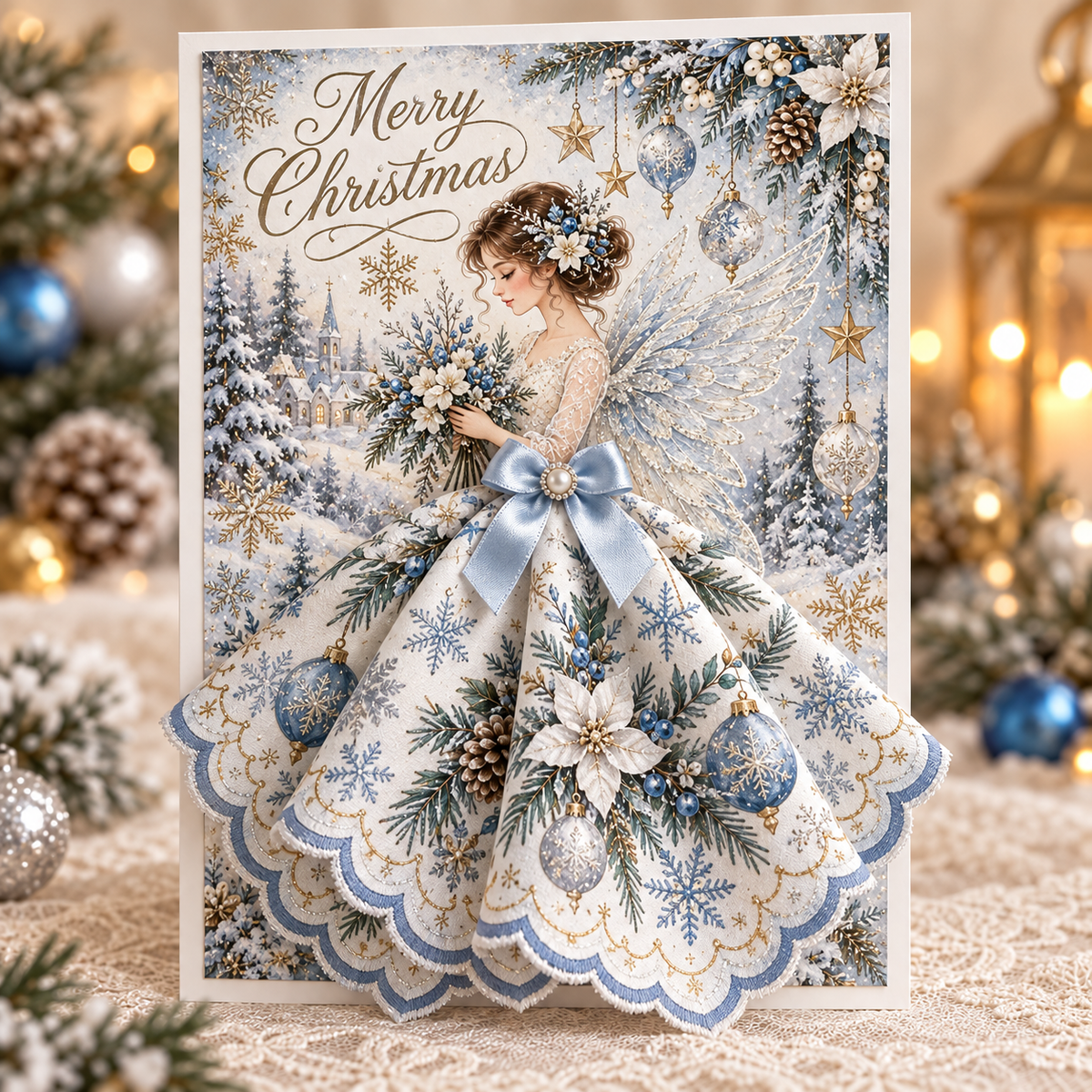 3D Christmas Angel Greeting Card, Winter