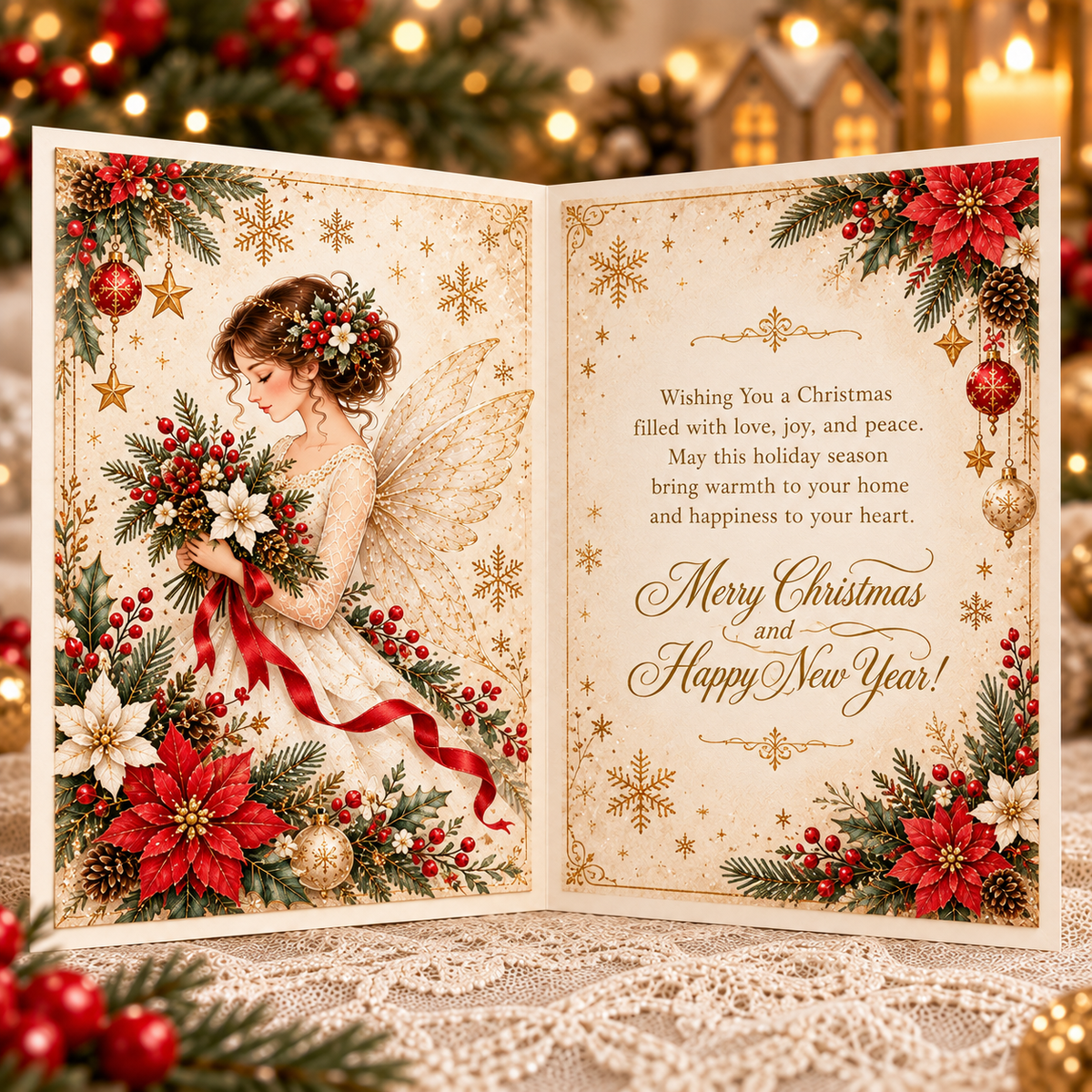3D Christmas Angel Greeting Card, Design overview