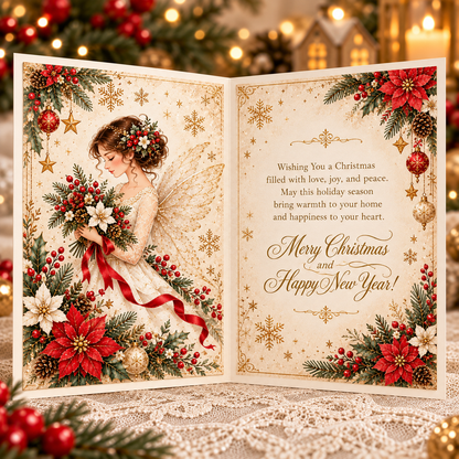 3D Christmas Angel Greeting Card, Design overview