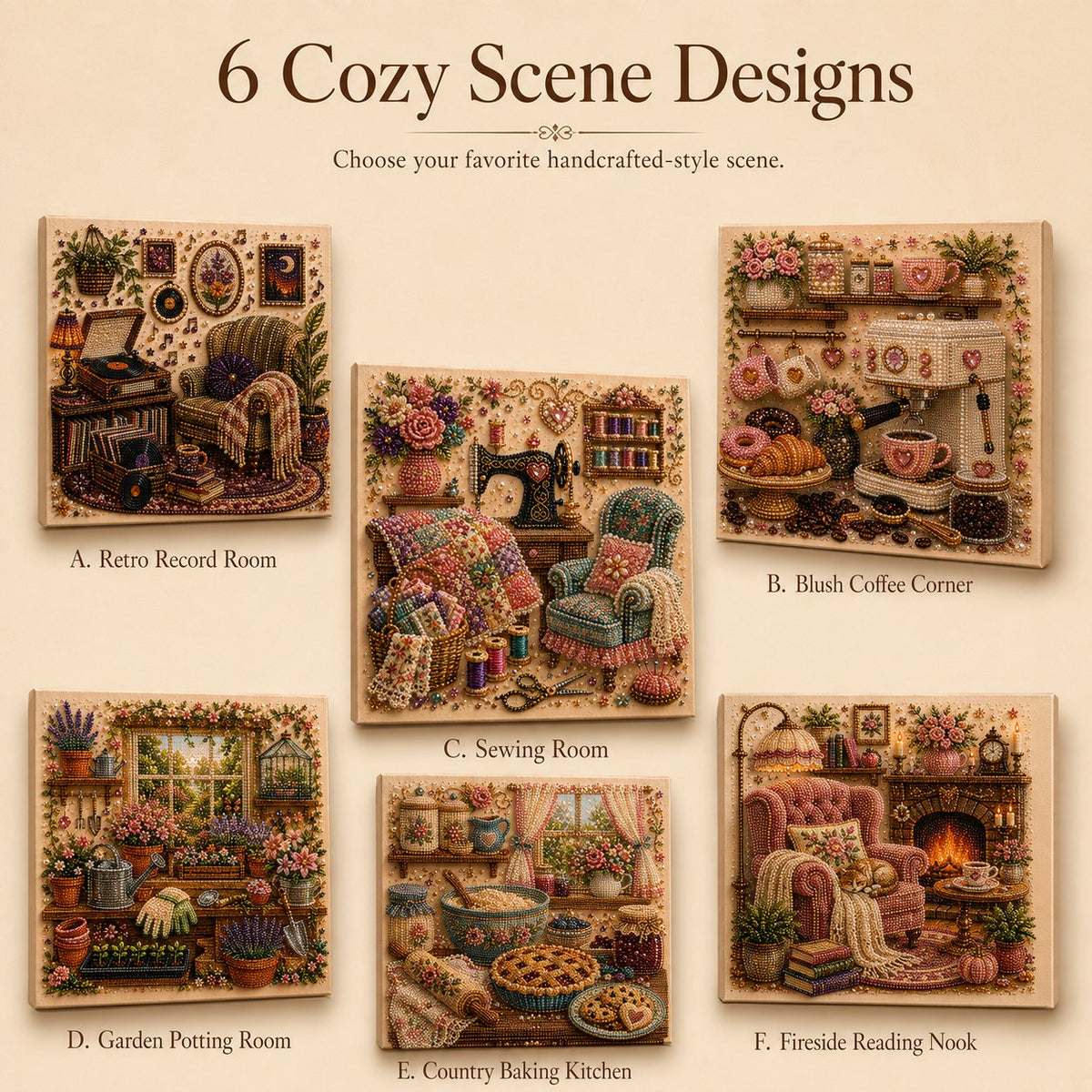Petmoriqo Cozy Hobby Rooms Diamond Art Kit, image 3