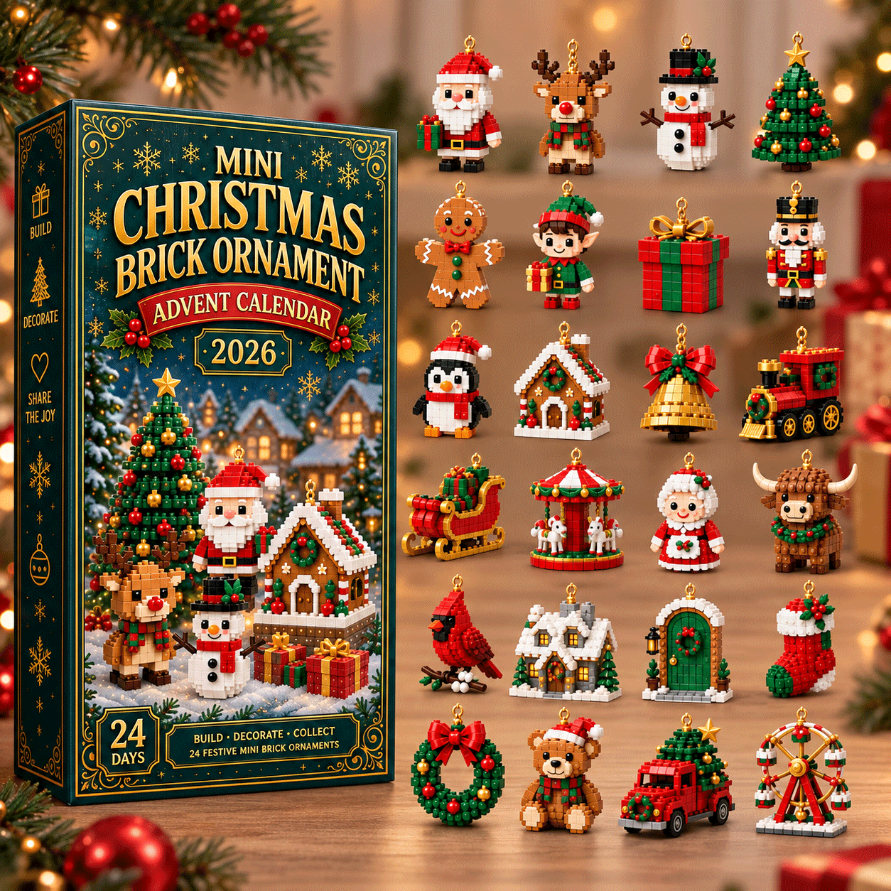 Petmoriqo 24-Day Mini Brick Ornament Advent Calendar, image 3
