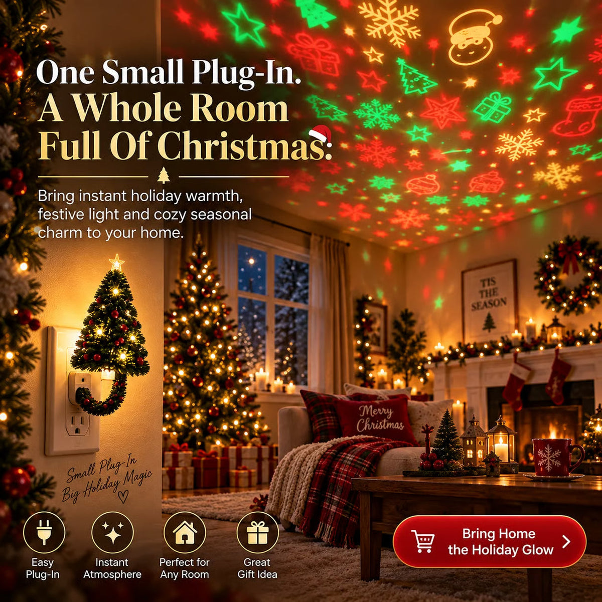 Petmoriqo Christmas Tree Projection Night Light, image 2