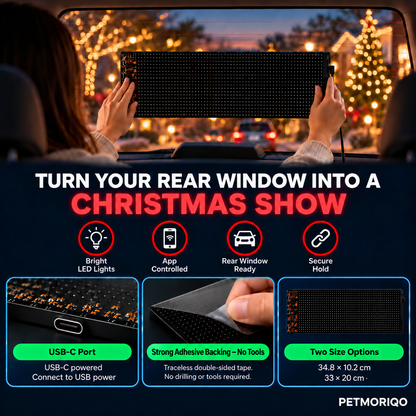 PETMORIQO Car Window LED Display USB-C power and size options