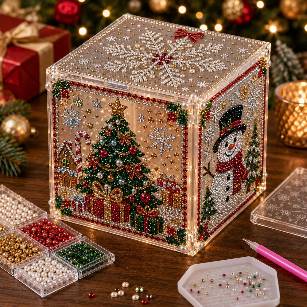 3D Christmas Diamond Painting Gift Box DIY Kit - Snowman