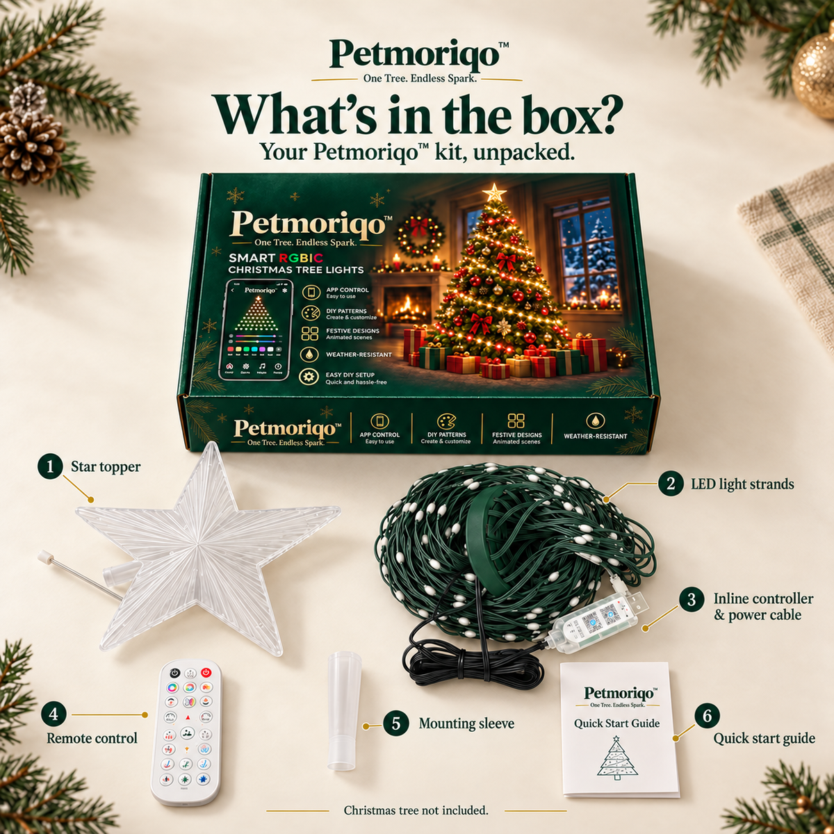 Petmoriqo™ Smart RGBIC Christmas Tree Lights – USB, image 3