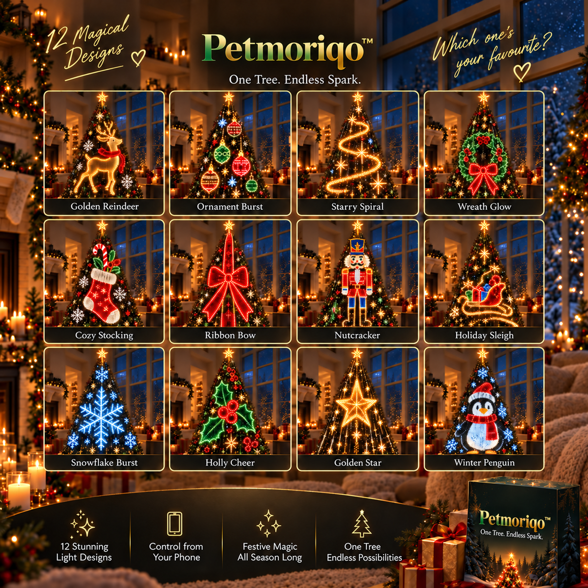 Petmoriqo™ Smart RGBIC Christmas Tree Lights – USB, image 5