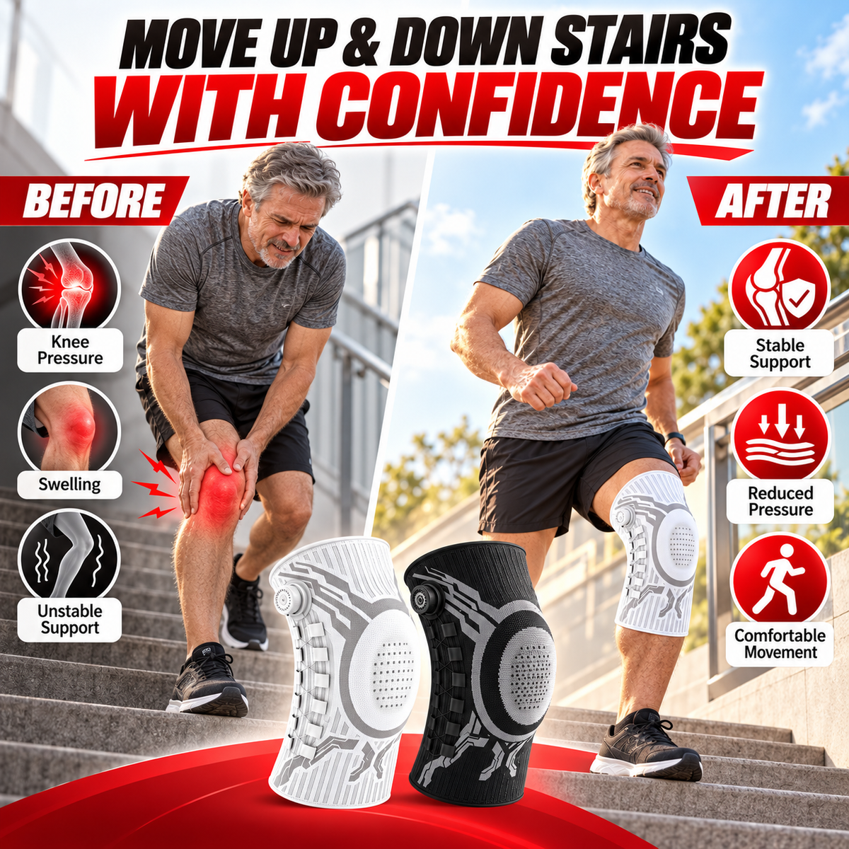 🦵Dial-Adjustable Sports Knee Brace with Alloy Spring Support🛡️