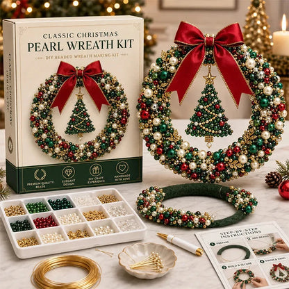 🔥HOT SALE 50% OFF🎁⚡5K+ SOLD! Almost Gone-💥✨ DIY Pearl Beaded Wreath Kit – Classic, Snowflake, Angel, Candy & Nativity